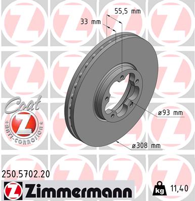 ZIMMERMANN Bromsskiva 250.5702.20