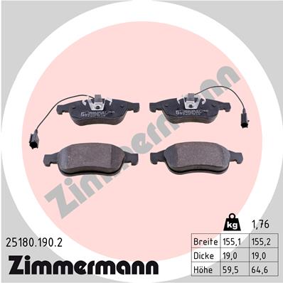 ZIMMERMANN Piduriklotside komplekt, ketaspidur 25180.190.2