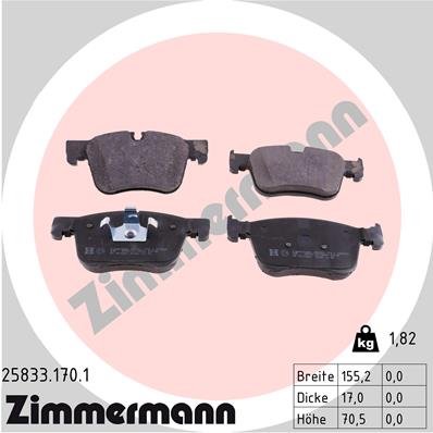 ZIMMERMANN Piduriklotside komplekt, ketaspidur 25833.170.1