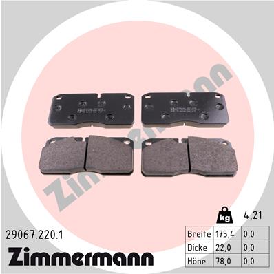 ZIMMERMANN Zestaw klocków hamulcowych, hamulce tarczowe 29067.220.1