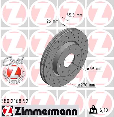 ZIMMERMANN Bromsskiva 380.2168.52