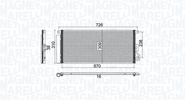 MAGNETI MARELLI Kondensor, klimatanläggning 350203807000
