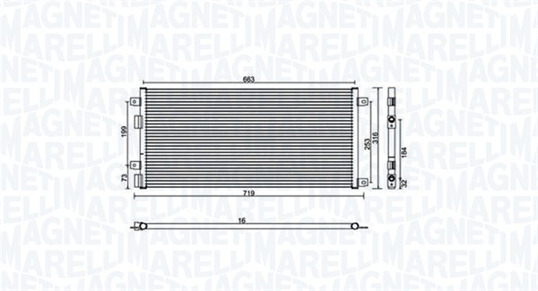 MAGNETI MARELLI Kondensor, klimatanläggning 350203887000