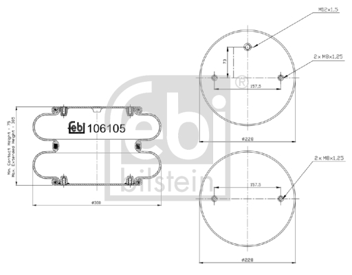 FEBI BILSTEIN Bälgar, luftfjädring 106105