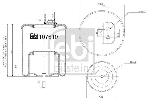 FEBI BILSTEIN Bälgar, luftfjädring 107610