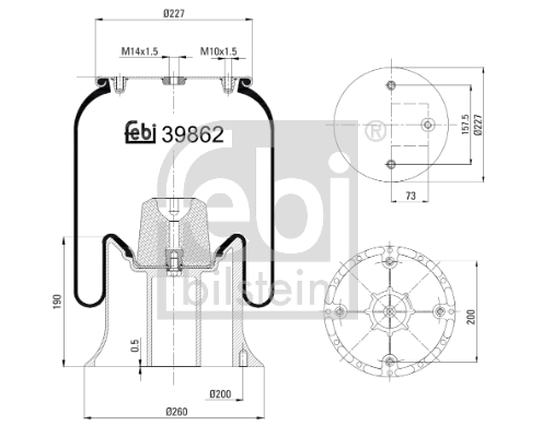 FEBI BILSTEIN Bälgar, luftfjädring 39862