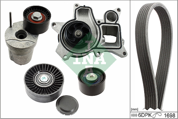 Schaeffler INA Pompa wodna + zestaw paska klinowego wielorowkowego 529 0369 30