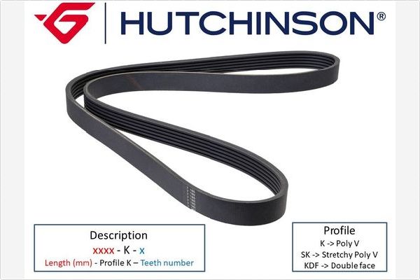 HUTCHINSON Pasek klinowy wielorowkowy 1530 K 6