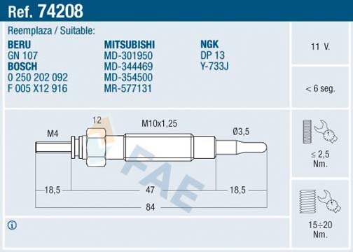 FAE Glödstift 74208