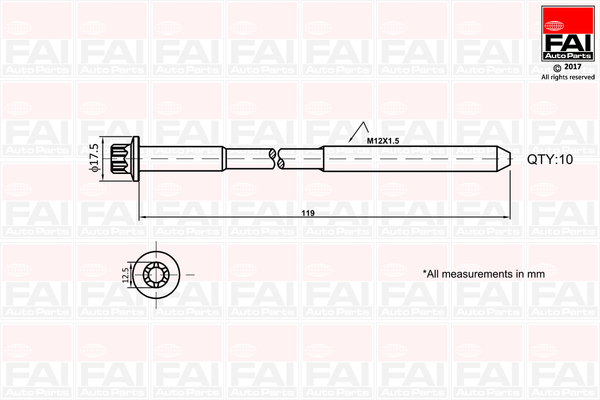 FAI AutoParts Zestaw śrub głowicy cylindrów B1401