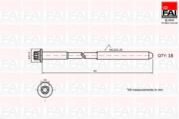 FAI AutoParts Bultsats, topplock B2101