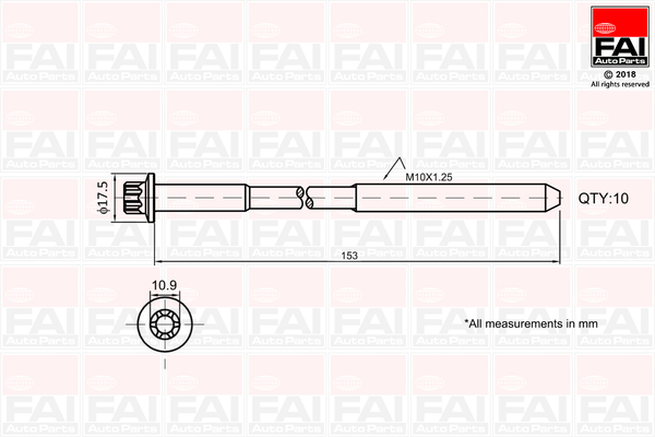 FAI AutoParts Zestaw śrub głowicy cylindrów B701