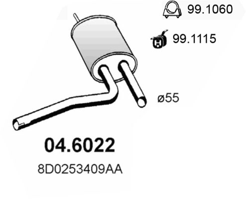 ASSO Keskiäänenvaimentaja 04.6022
