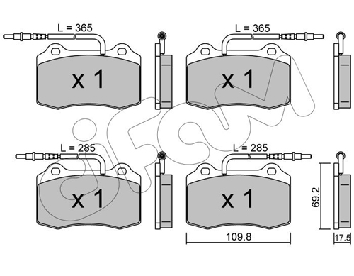 CIFAM Piduriklotside komplekt, ketaspidur 822-251-1