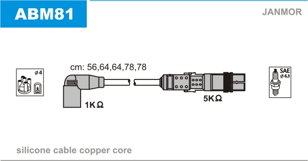 JANMOR uždegimo laido komplektas ABM81