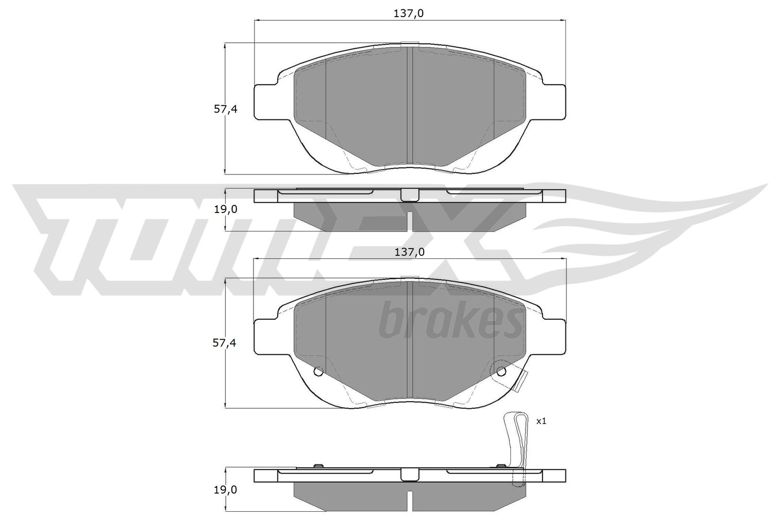 TOMEX Brakes Piduriklotside komplekt, ketaspidur TX 14-86
