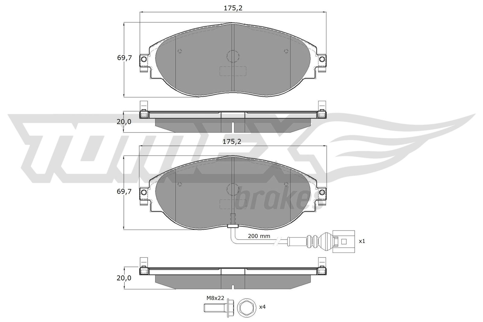 TOMEX Brakes stabdžių trinkelių rinkinys, diskinis stabdys TX 16-84
