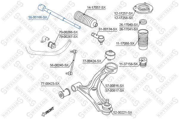 STELLOX Sisemine rooliots,roolivarras 55-00166-SX