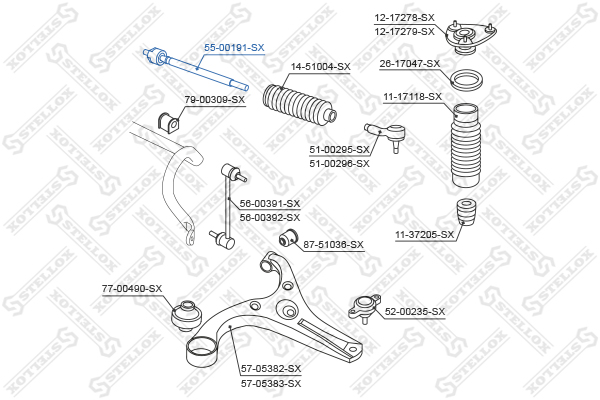 STELLOX Sisemine rooliots,roolivarras 55-00191-SX