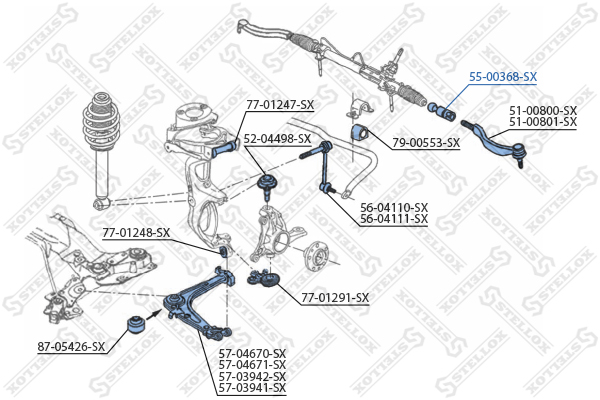 STELLOX Sisemine rooliots,roolivarras 55-00368-SX