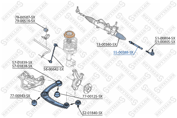 STELLOX Sisemine rooliots,roolivarras 55-00388-SX