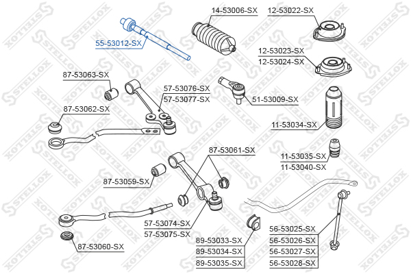STELLOX Sisemine rooliots,roolivarras 55-53012-SX