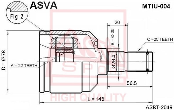 ASVA jungčių komplektas, kardaninis velenas MTIU-004