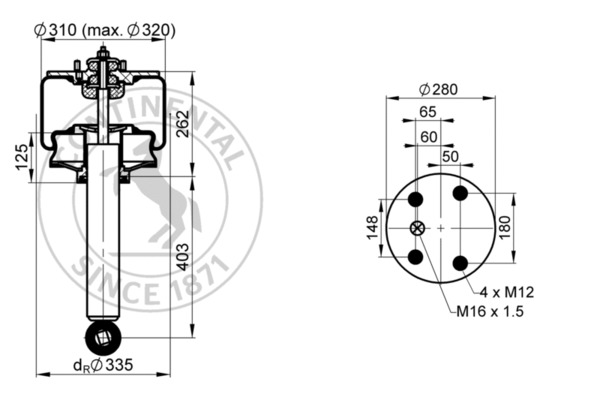 CONTITECH AIR SPRING Lõõts,õhkvedrustus 661 N P03