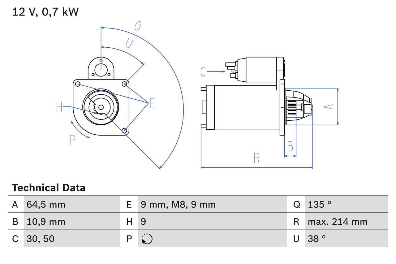BOSCH Starter 0 986 017 030