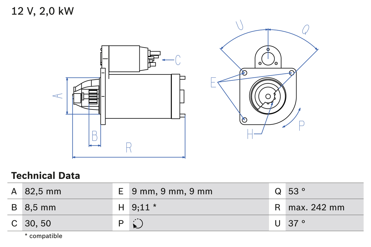 BOSCH Starter 0 986 018 450