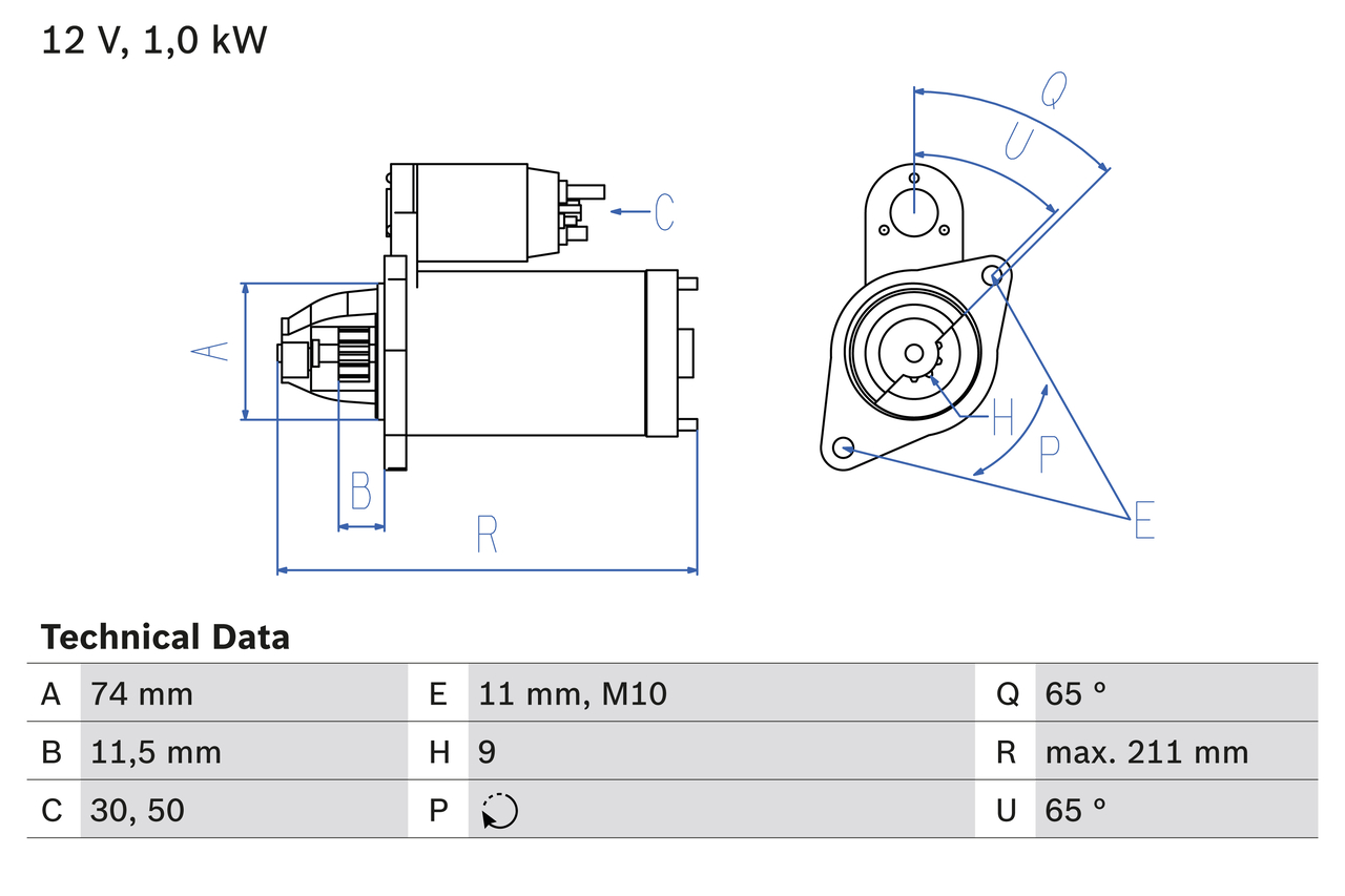 BOSCH Käynnistinmoottori 0 986 020 571