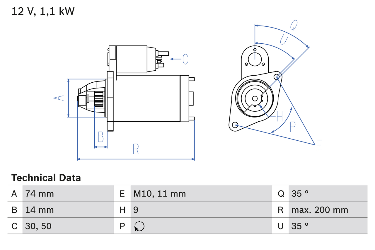 BOSCH Käynnistinmoottori 0 986 021 560