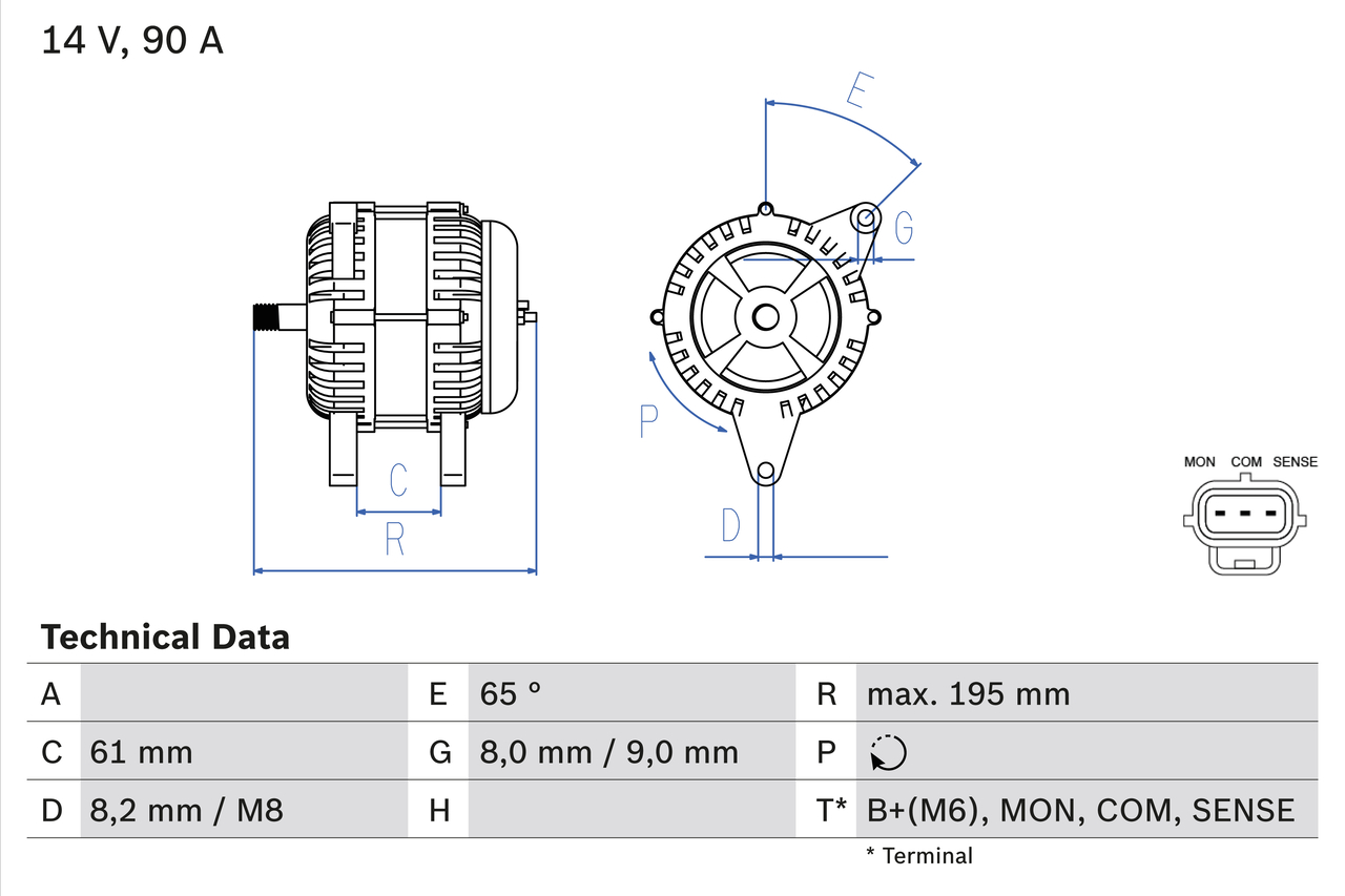 BOSCH Generaator 0 986 044 651