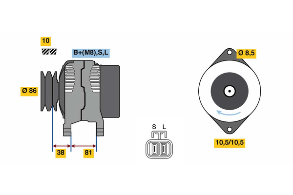 BOSCH Alternator 0 986 080 740