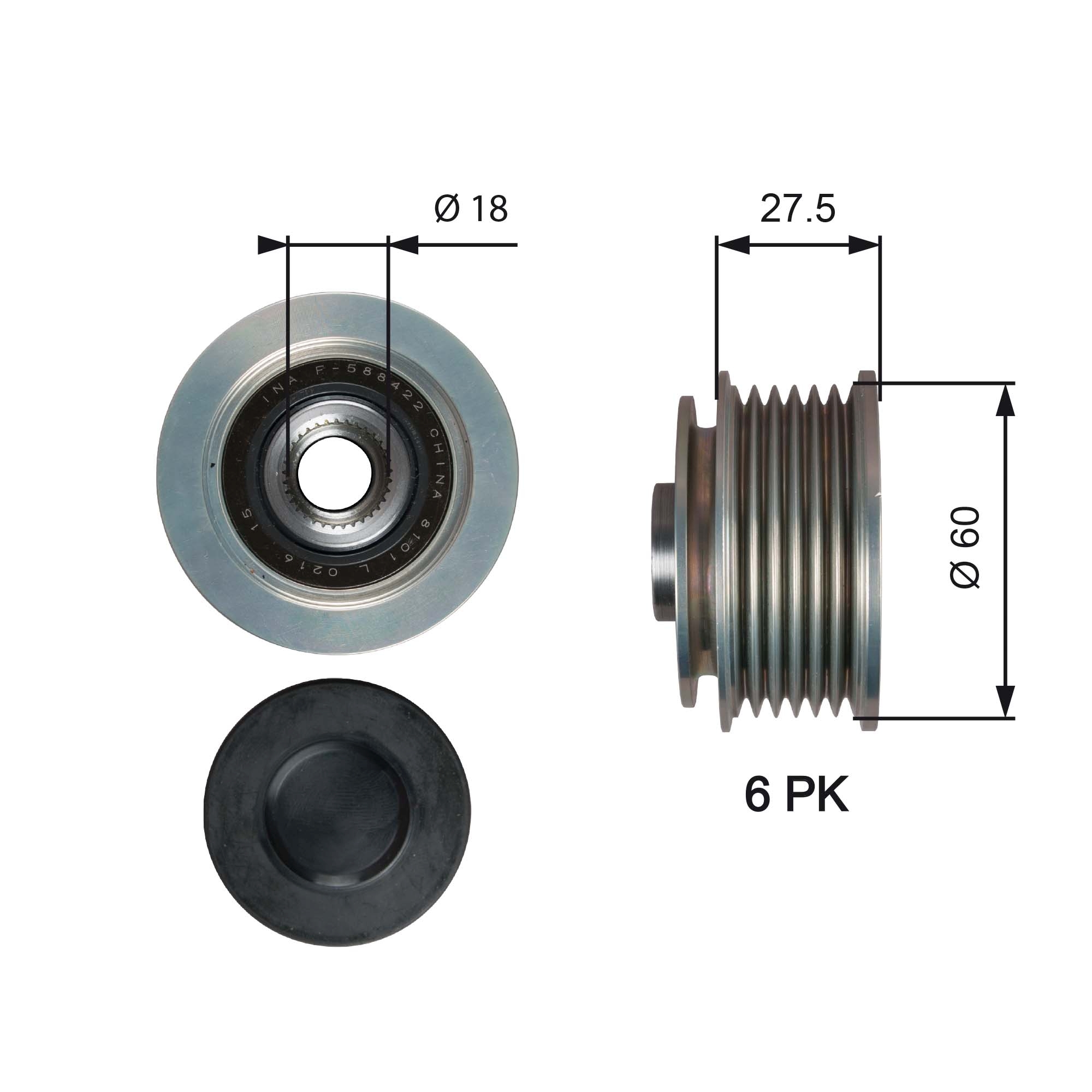 GATES Alternator - sprzęgło jednokierunkowe OAP7176