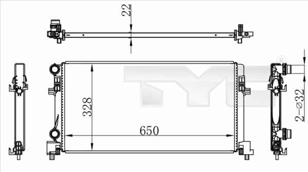 TYC Jäähdytin,moottorin jäähdytys 737-0073