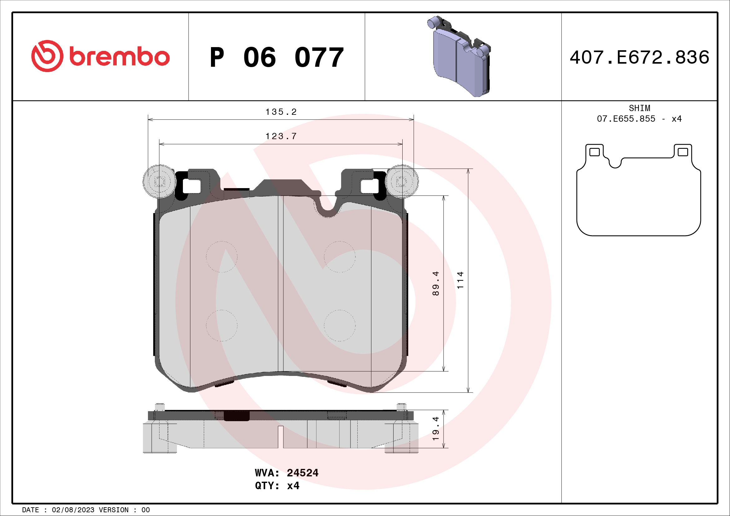 BREMBO Piduriklotside komplekt, ketaspidur P 06 077