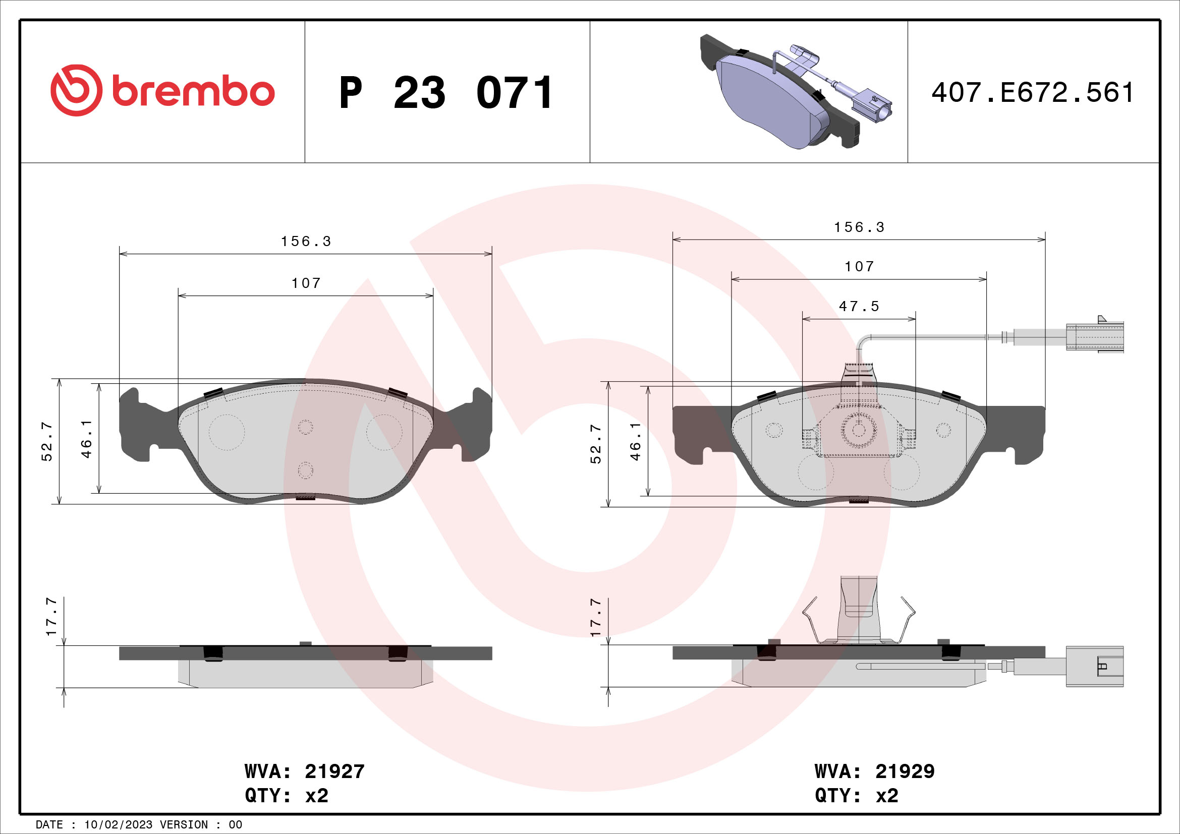 BREMBO Piduriklotside komplekt, ketaspidur P 23 071