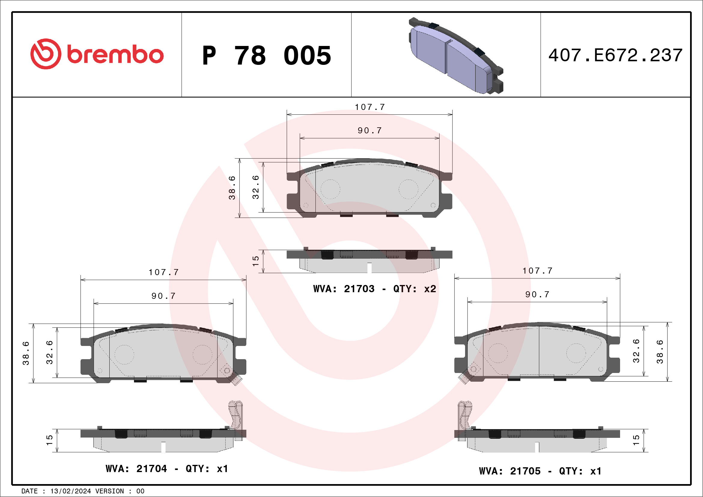 BREMBO Piduriklotside komplekt, ketaspidur P 78 005