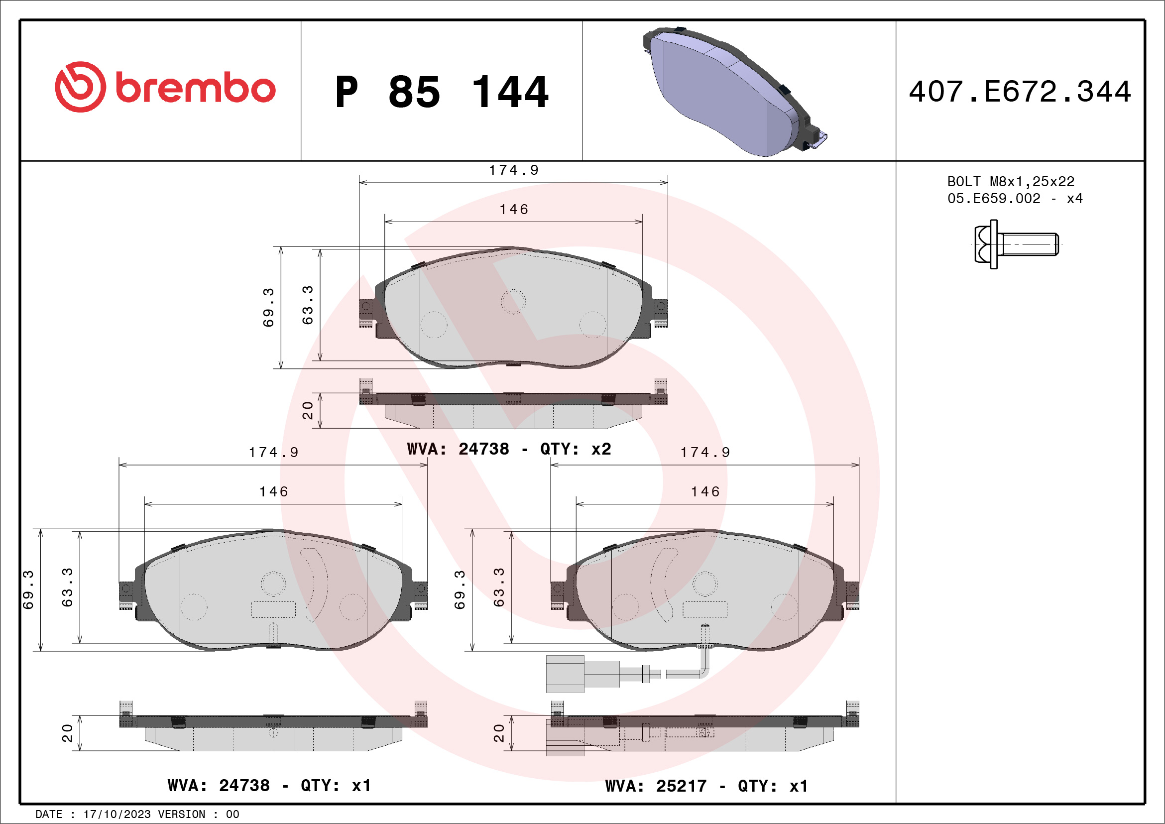 BREMBO Jarrupala, levyjarru P 85 144X