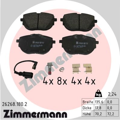 ZIMMERMANN Piduriklotside komplekt, ketaspidur 26268.180.2