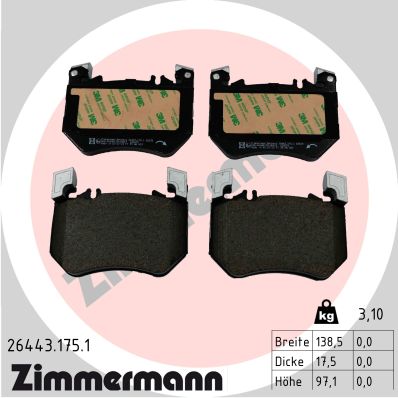 ZIMMERMANN Piduriklotside komplekt, ketaspidur 26443.175.1