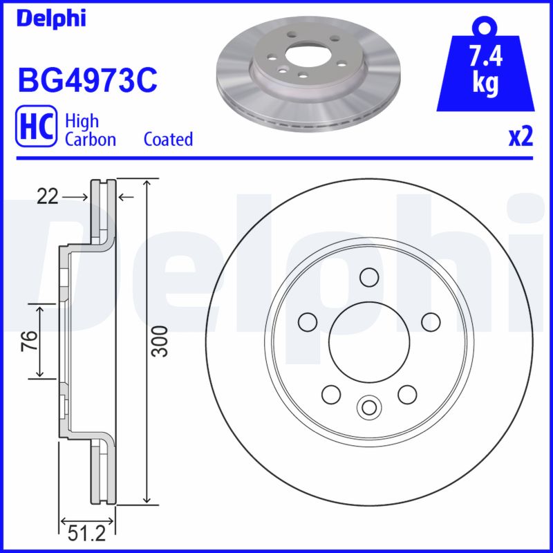 DELPHI stabdžių diskas BG4973C