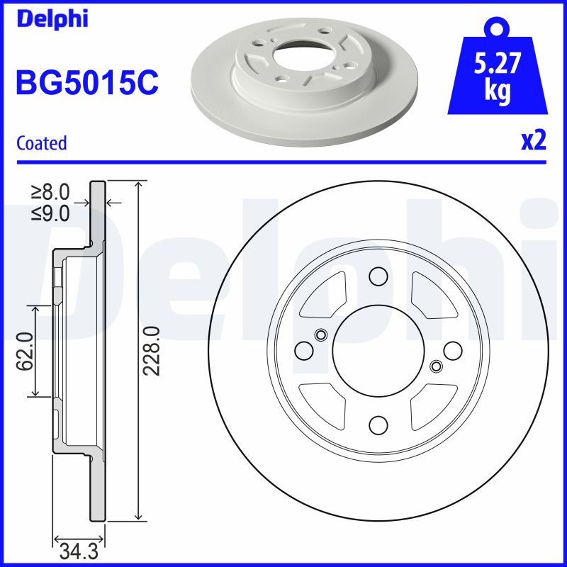 DELPHI Tarcza hamulcowa BG5015C