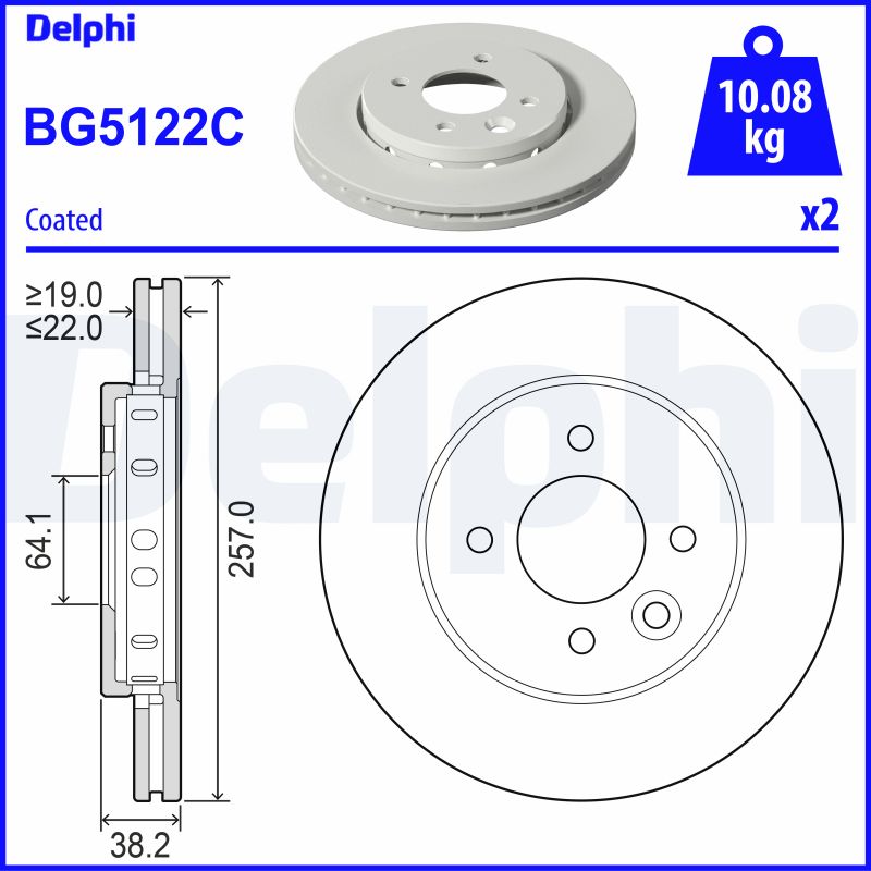 DELPHI Tarcza hamulcowa BG5122C