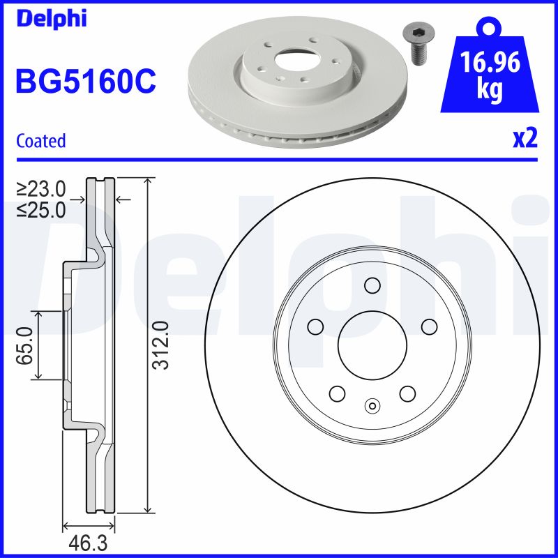 DELPHI Tarcza hamulcowa BG5160C