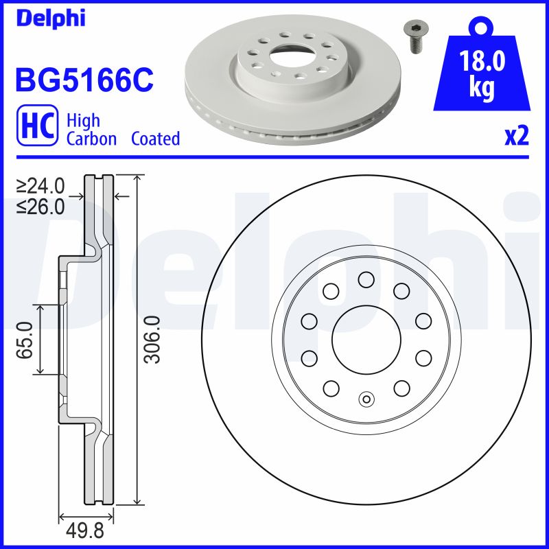 DELPHI stabdžių diskas BG5166C