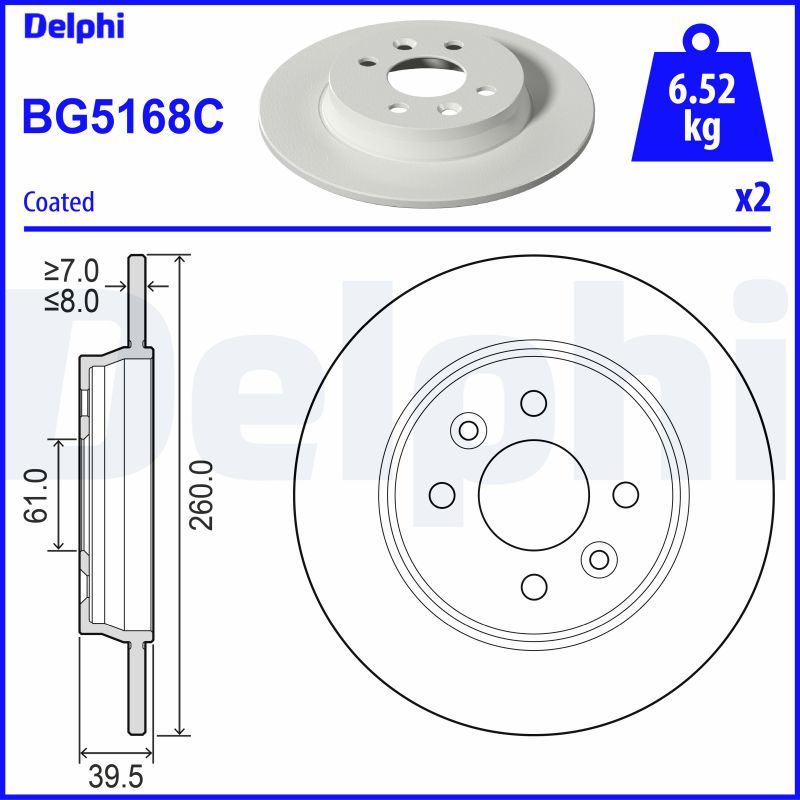 DELPHI Tarcza hamulcowa BG5168C