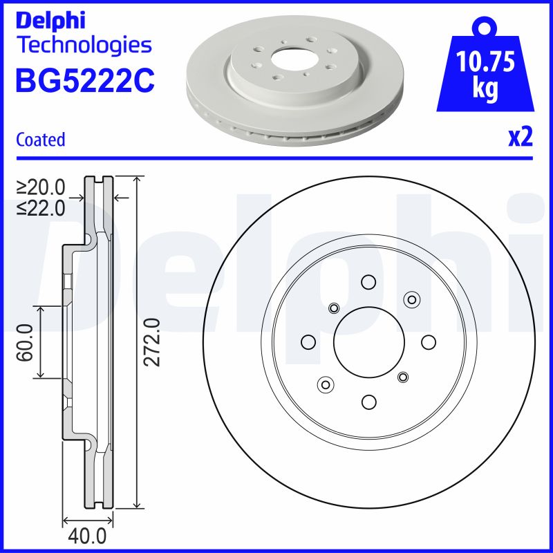 DELPHI Tarcza hamulcowa BG5222C