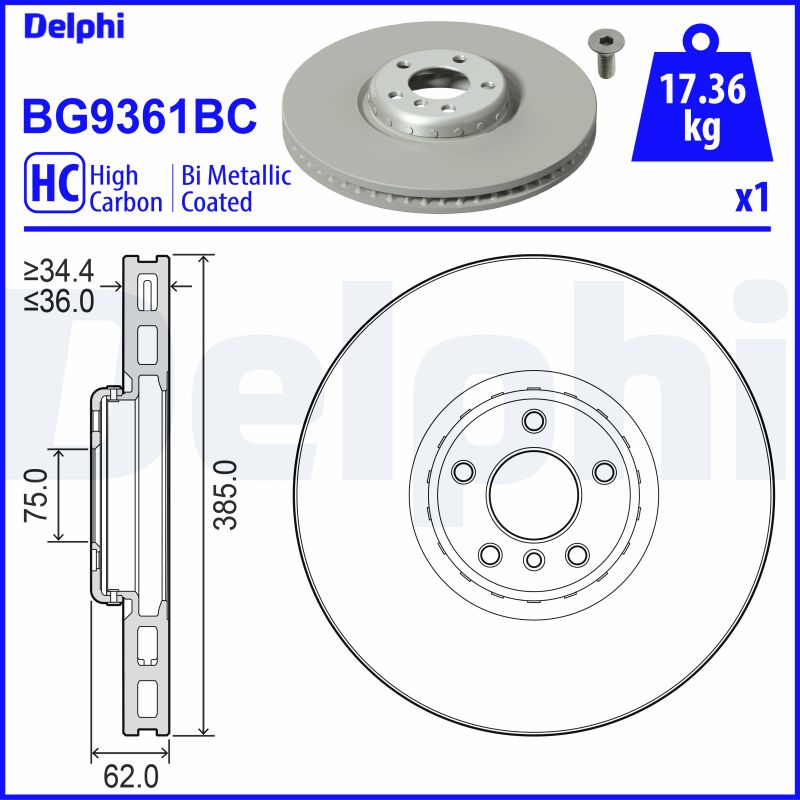 DELPHI Tarcza hamulcowa BG9361BC